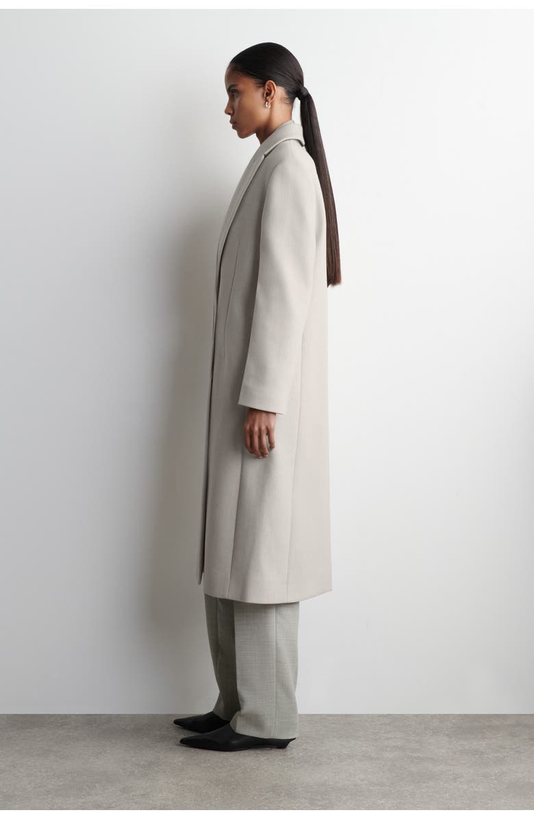 COS Tailored Wool-Twill Long Coat, Alternate, color, Light Beige
