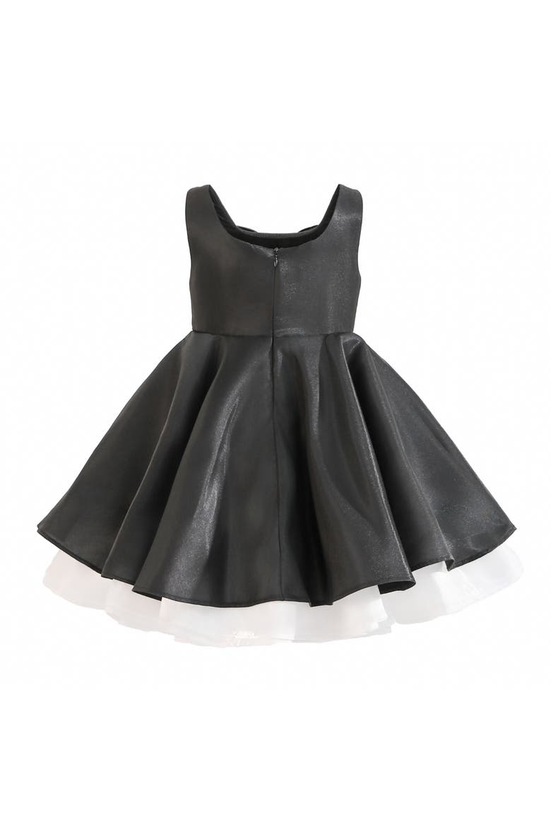Lucienne Satin Bow Dress, Alternate, color, Black