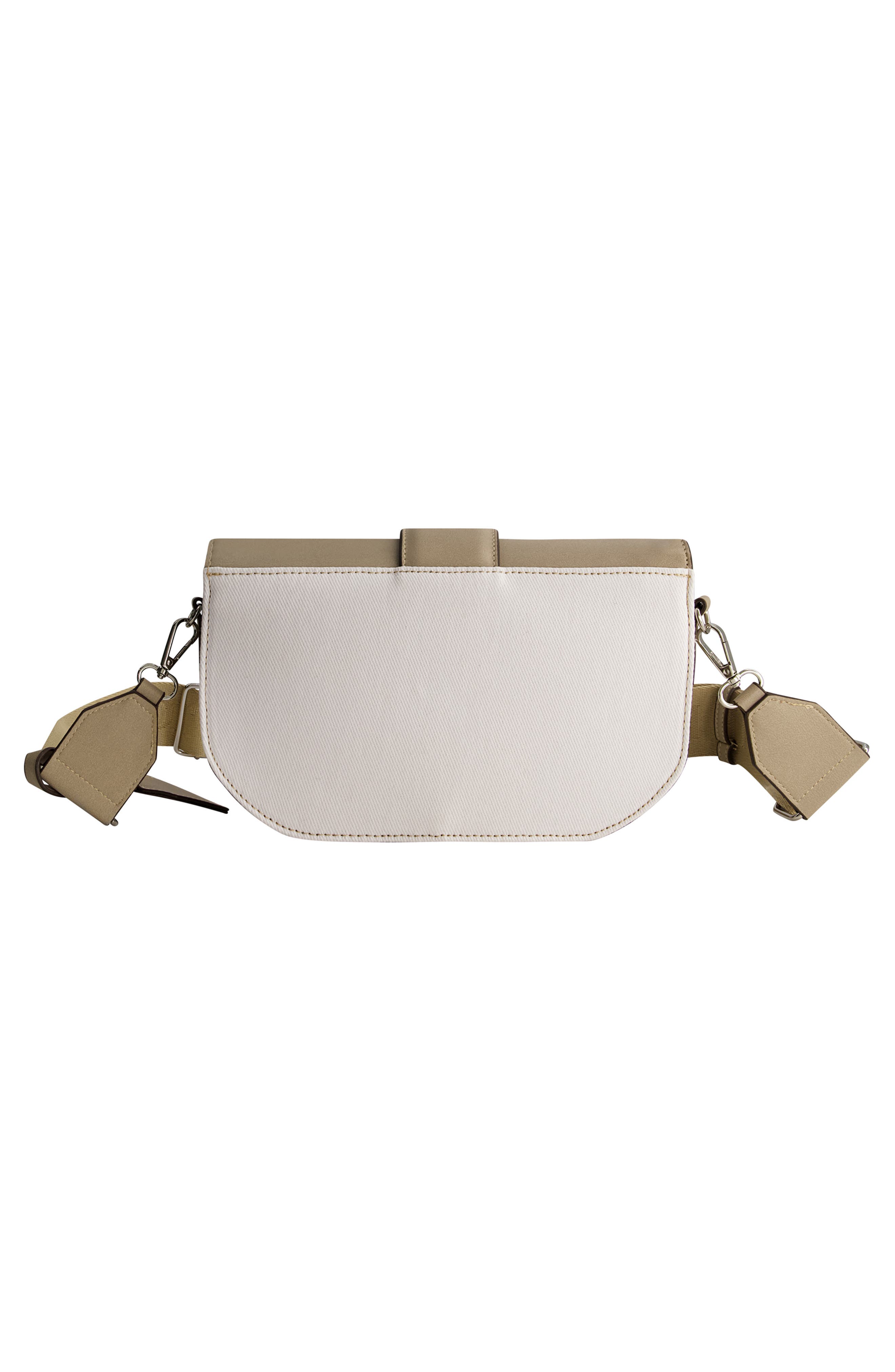 Denim Saddle Bag with Oversized Horseshoe Logo, Alternate, color, TAUPE