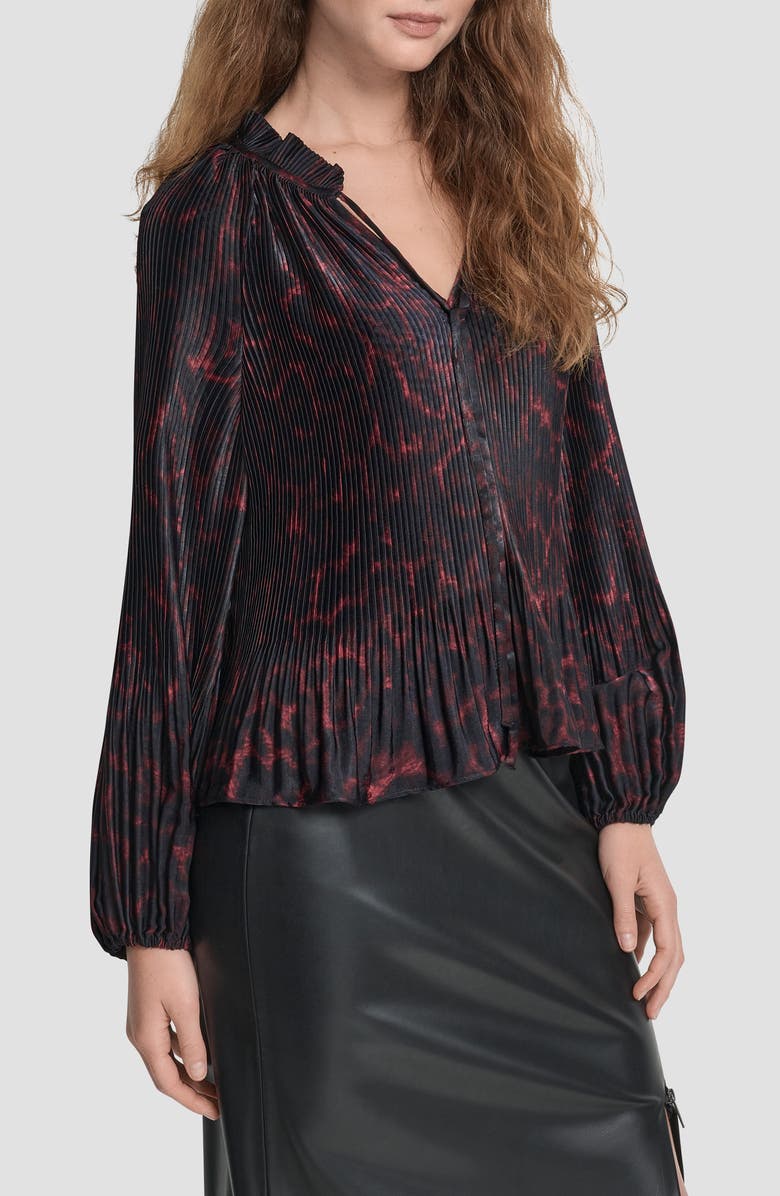 DKNY Print Pleated Top, Alternate, color, 