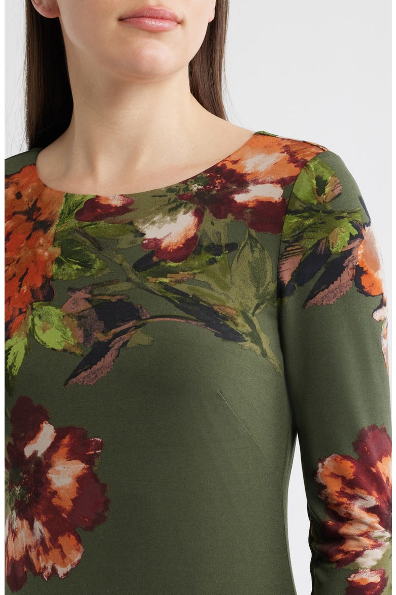 Placed Floral Long Sleeve Dress, Alternate, color, GREEN MULTI