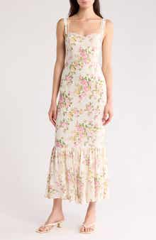Reformation Irisa Floral Trumpet Dress