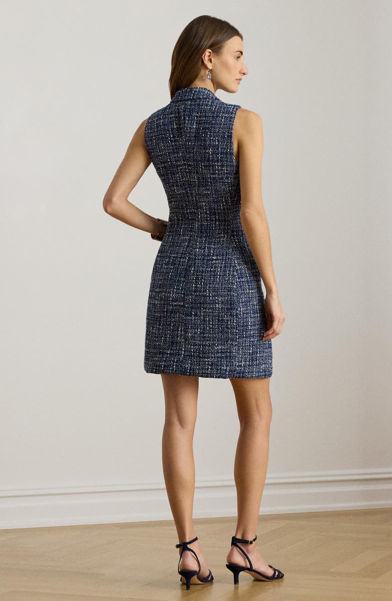 Lauren Ralph Lauren Double Breasted Sleeveless Bouclé Coat Dress, Alternate, color, Navy Blue Multi