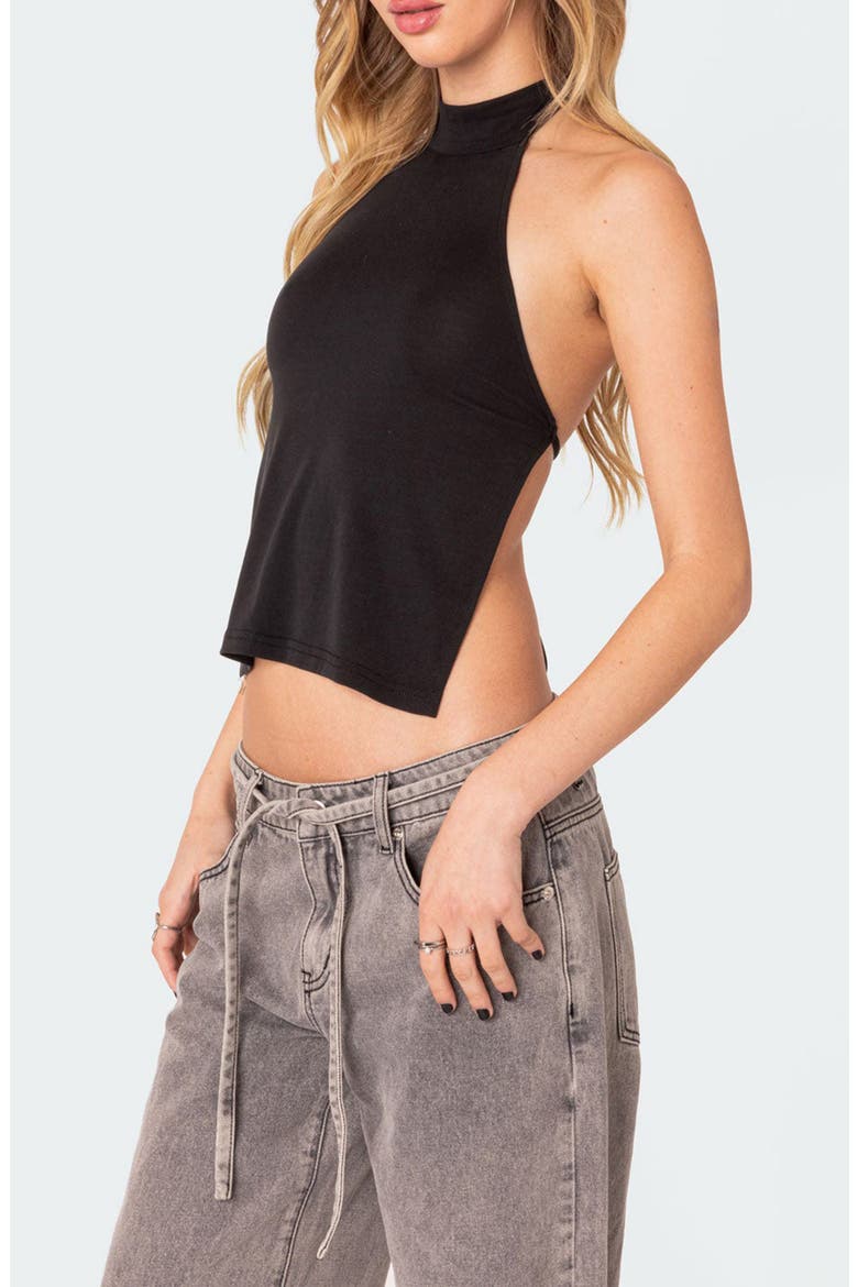 Clara Open Back Halter Top, Alternate, color, BLACK