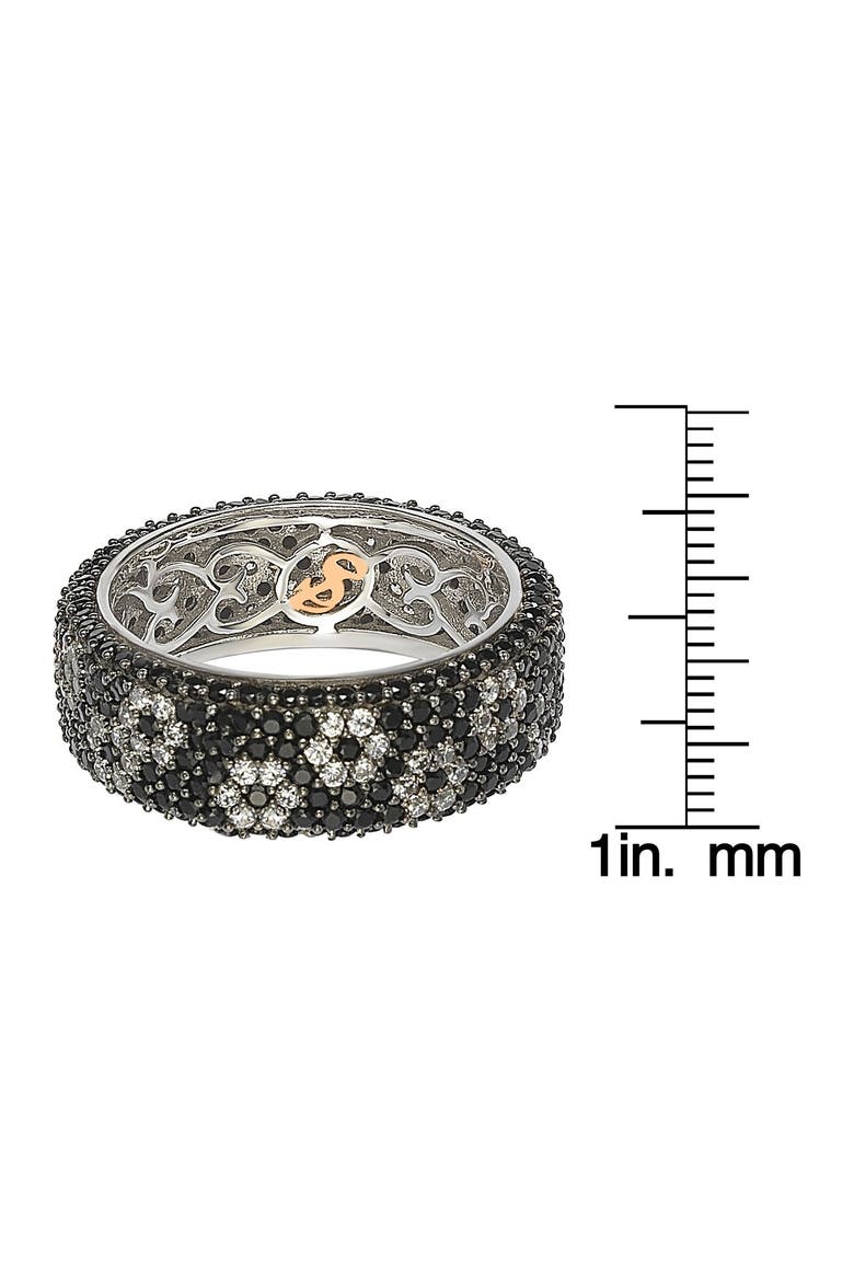 Sterling Silver Black & White Cubic Zirconia Flower Eternity Ring, Alternate, color, BLACK