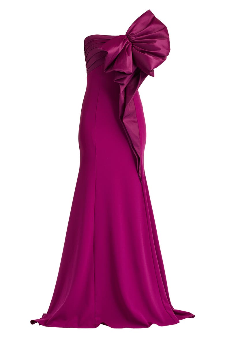 Strapless Bow Taffeta Gown, Alternate, color, MAGENTA