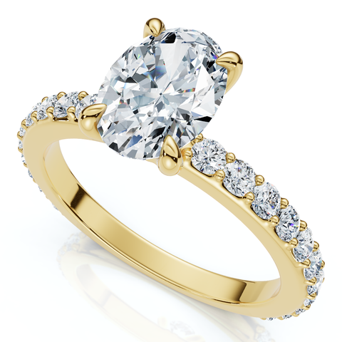 1 1/2ct Oval Diamond Engagement Side Stone Ring Gold Lab Grown