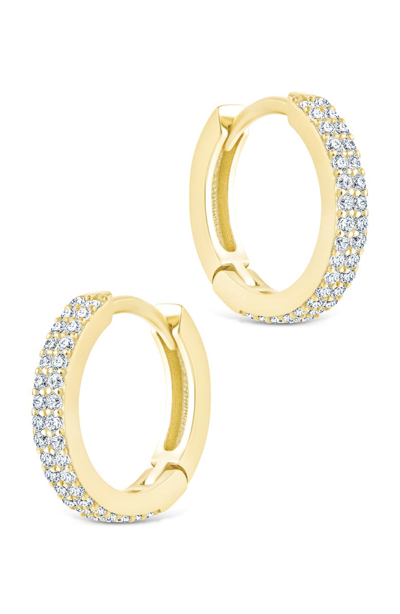 Sterling Forever Emerson Cubic Zirconia Hoop Earrings, Alternate, color, Gold