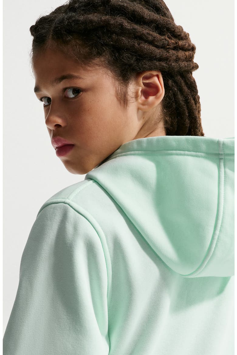 Kids' Club Fleece Hoodie, Alternate, color, BARELY GREEN/ WHITE