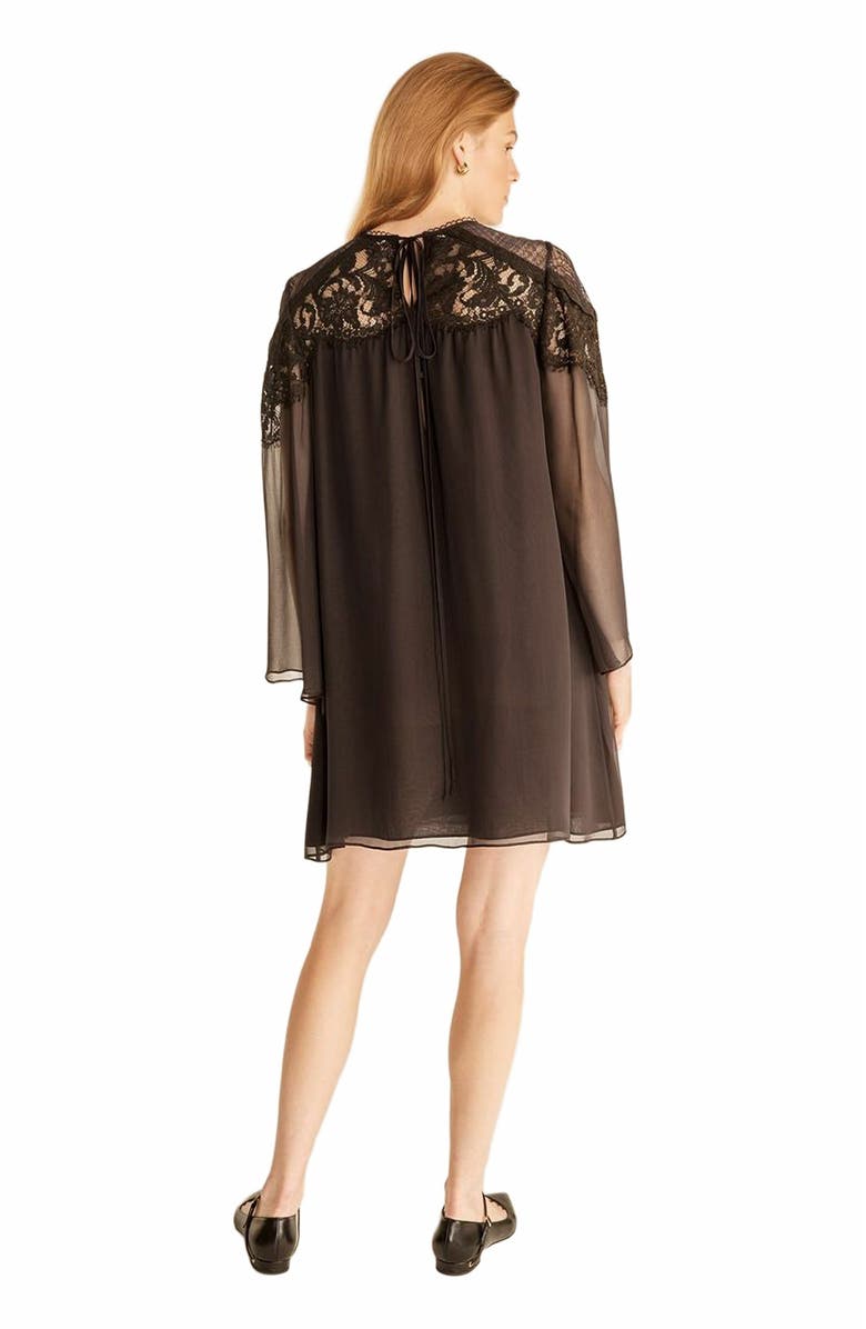 Rebecca Taylor Chiffon Long Sleeve Dress, Alternate, color, Peat