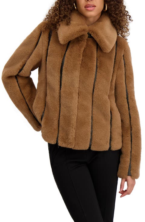 Vertical Seam Faux Fur Jacket