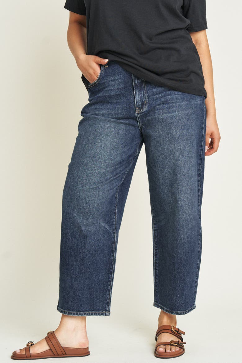 Harlow Barrel Leg Jeans High Rise, Alternate, color, Dark Aged Vintage