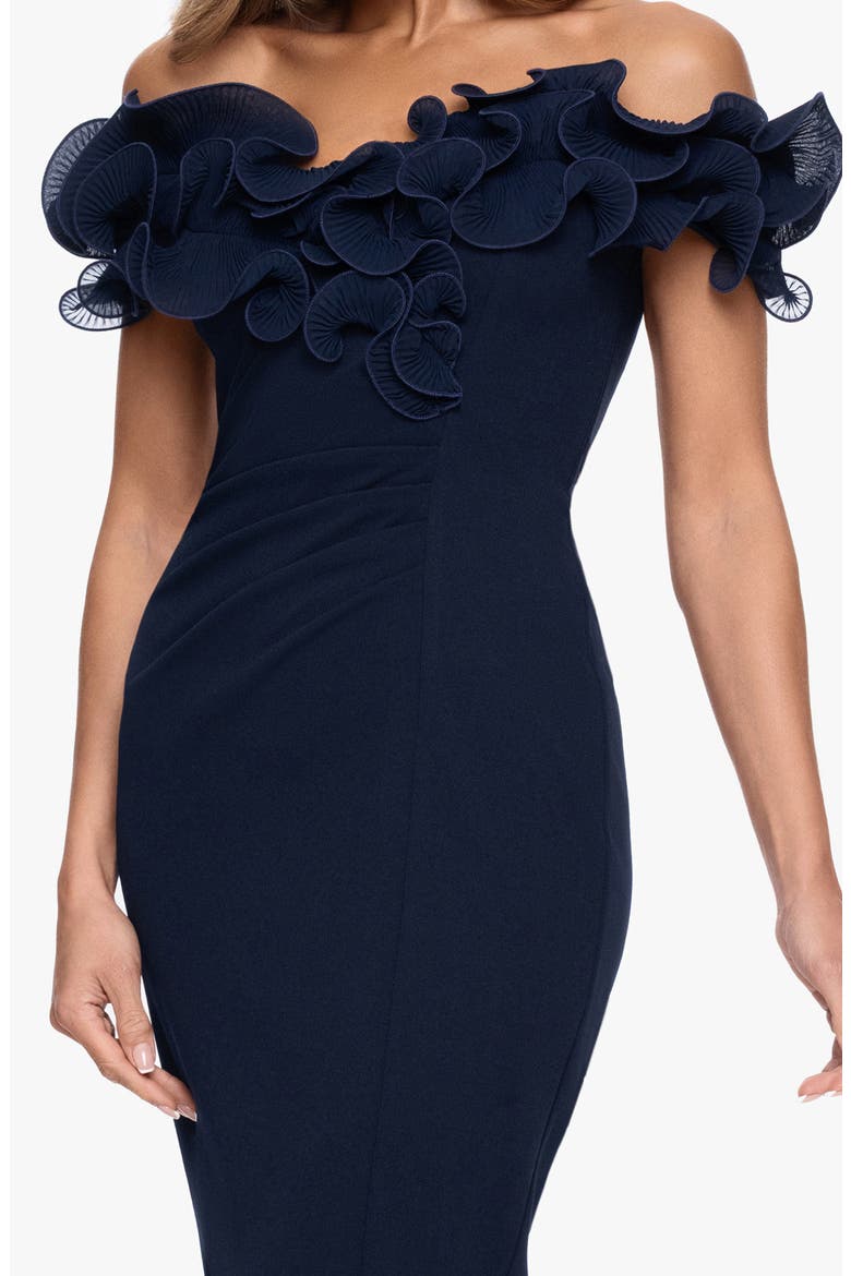 Wire Trim Off the Shoulder Sheath Dress, Alternate, color, NAVY