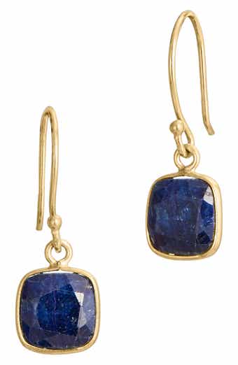 SAVVY CIE JEWELS 18K Yellow Gold Vermeil Bezel Set Drop Earrings