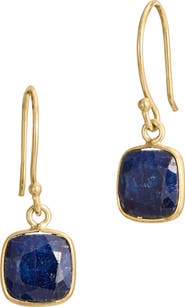 SAVVY CIE JEWELS 18K Yellow Gold Vermeil Bezel Set Drop Earrings