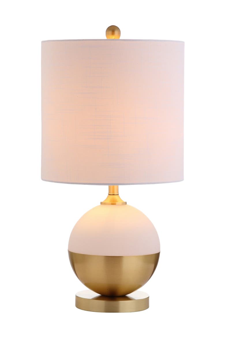 Carr 23.5" Ceramic/Metal LED Table Lamp, White/Brass, Main, color, White/Brass