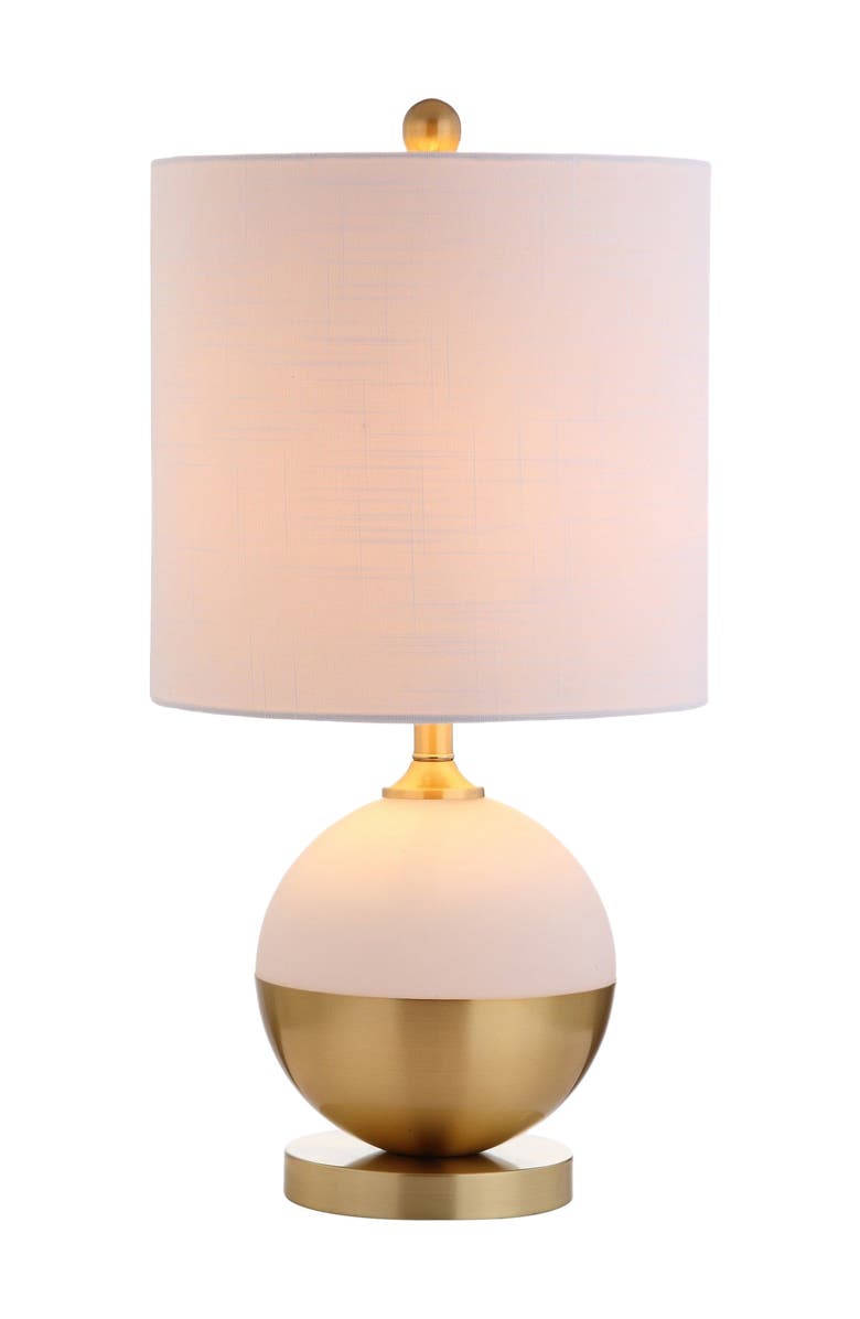 JONATHAN Y Carr 23.5" Ceramic/Metal LED Table Lamp, White/Brass, Main, color, White/Brass