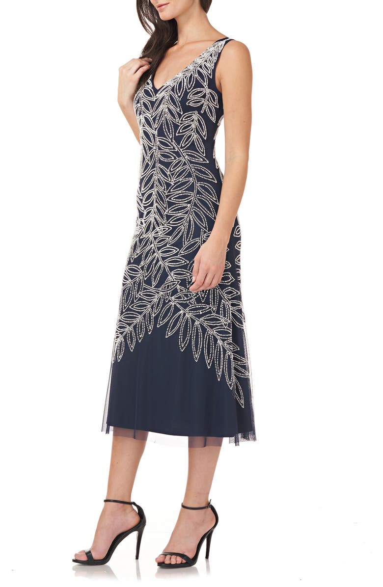 JS Collections Beaded Sleeveless Midi Dress, Alternate, color, 