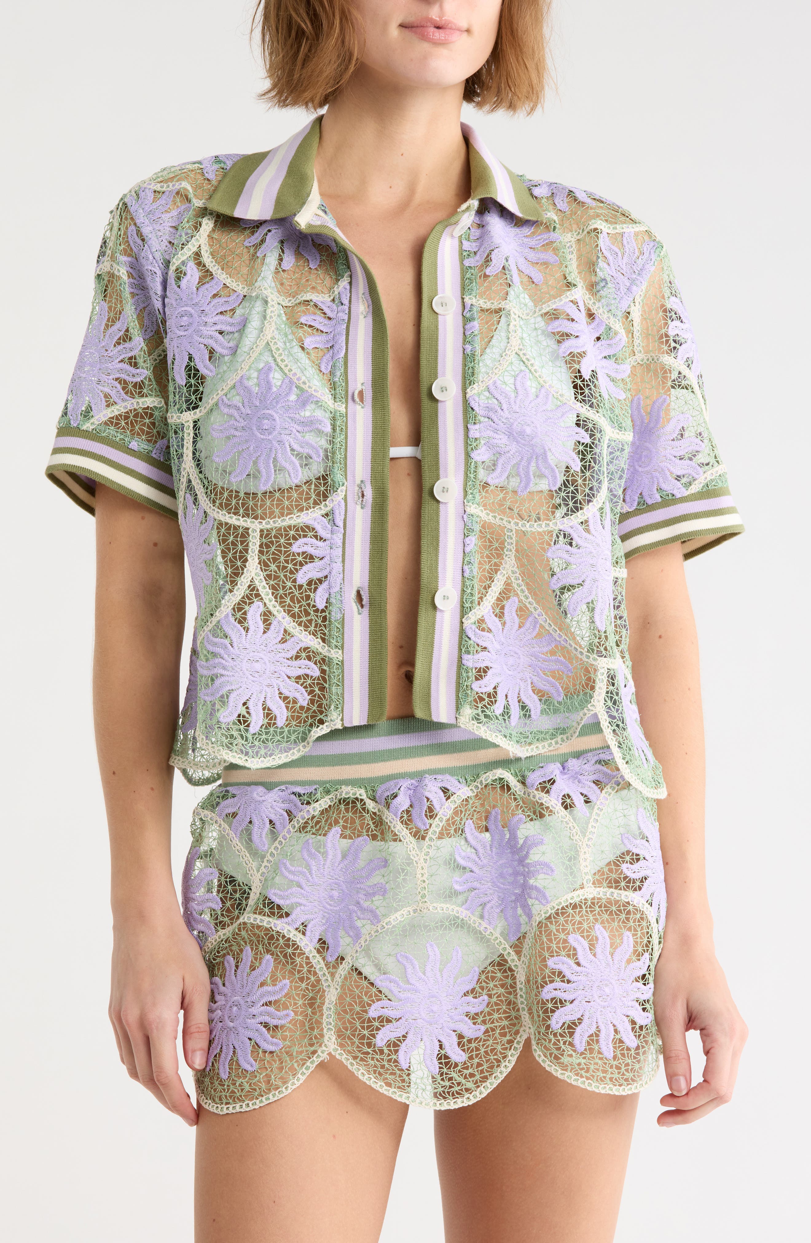 Solene Lace Cover-Up Shirt