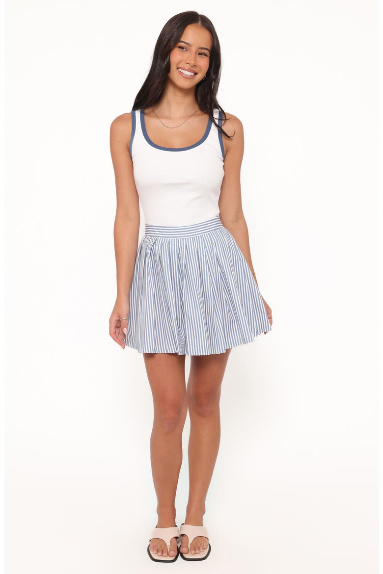 Amaya Pleated Cotton Miniskirt, Alternate, color, BLUE STRIPE