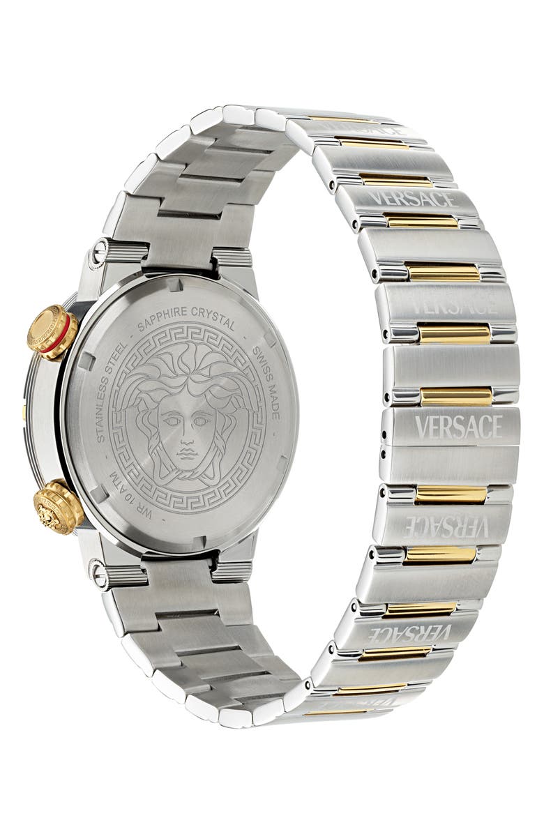 Versace Greca Diver Bracelet Watch, 43mm, Alternate, color, Two Tone