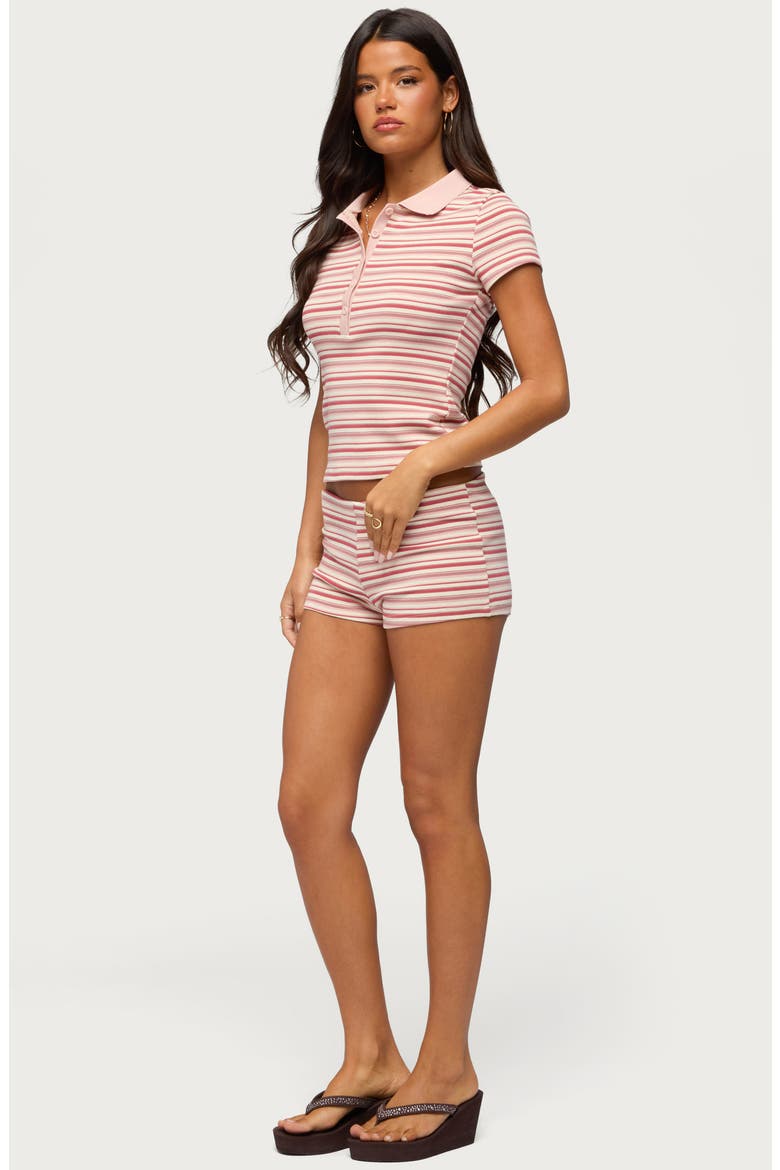 Noelia Stripe Stretch Cotton Micro Shorts, Alternate, color, PINK