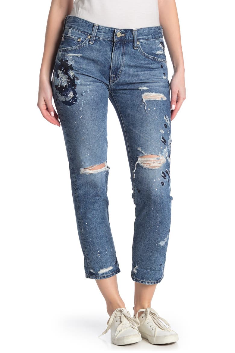 Ex-Boyfriend Distressed Slim Crop Jeans, Alternate, color, 15 YEAR PAINTER