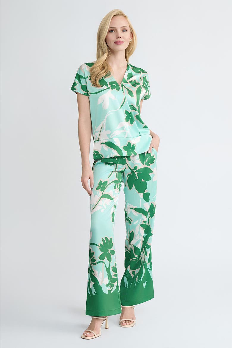 Floral Printed Crepe de Chine Top, Alternate, color, Kelly Green/Euca/Lime/Ivory