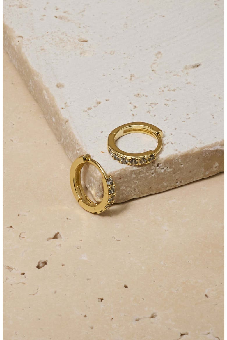Monica Huggie Hoops, Alternate, color, Gold