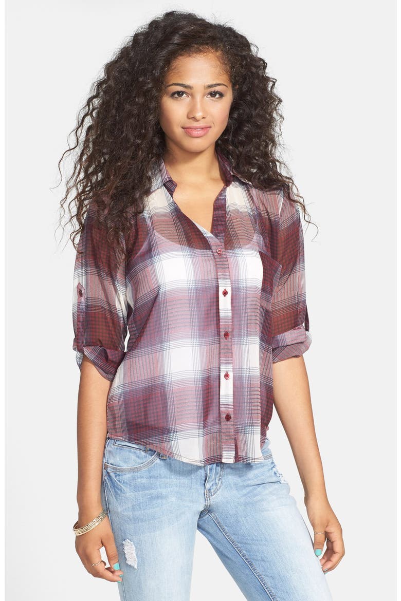 Plaid Shirt, Main, color, CREAM/ BLACK/ BURGUNDY