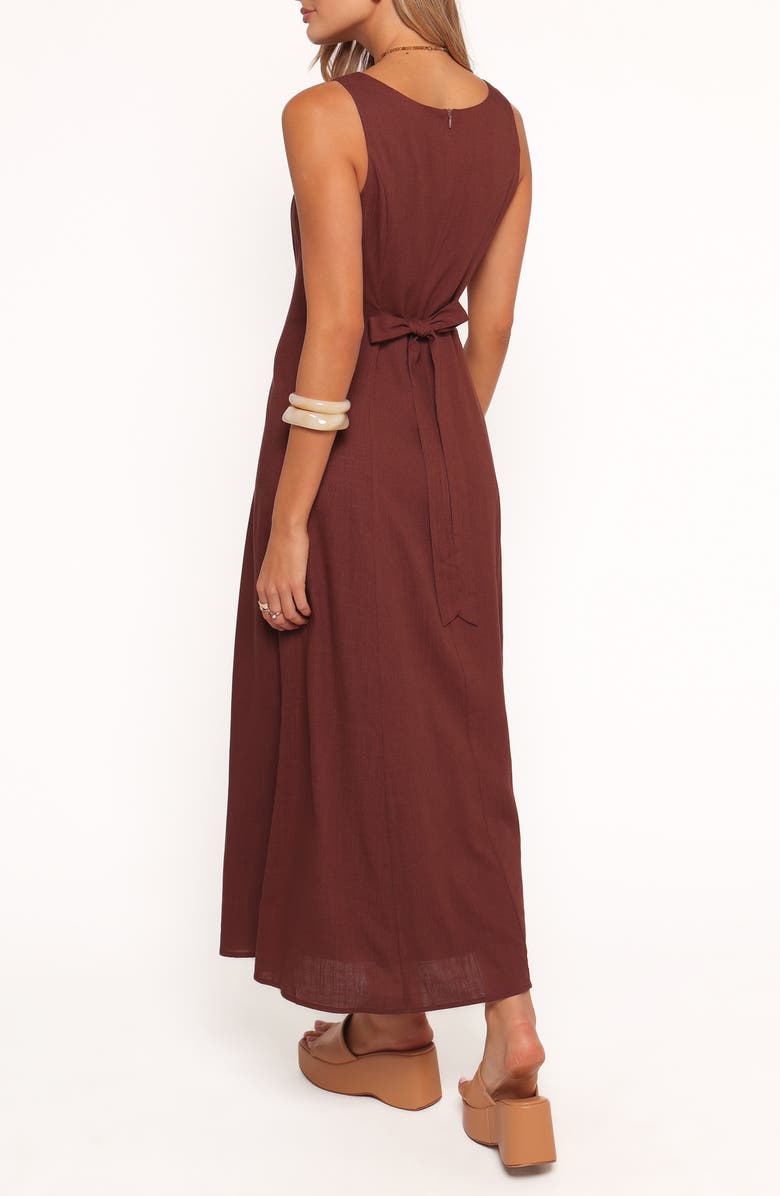 Petal & Pup Tatum Sleeveless Linen Blend Maxi Dress, Alternate, color, Chocolate