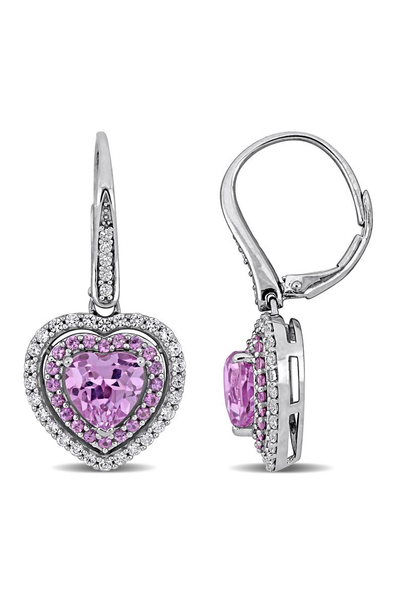 Julianna B. Pink & White Sapphire Heart Earrings 10K, Main, color, Pink Sapphire