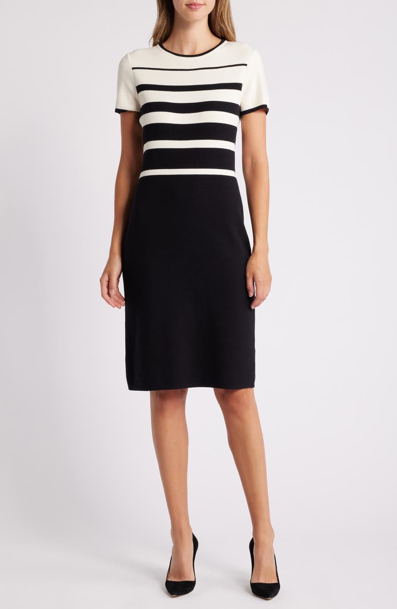 Anne Klein Stripe Sweater Dress, Main, color, 
