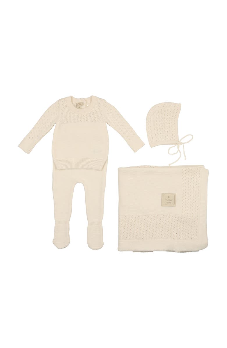 Mon Tresor Bebe Precious Purl Knit Ensemble Layette Set, Main, color, 