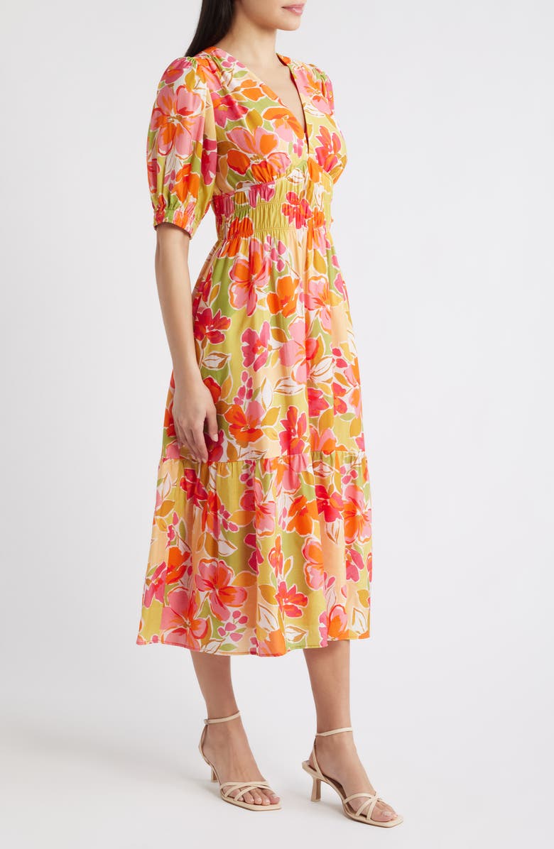 Vince Camuto Floral Midi Sundress, Alternate, color, Pink Multi