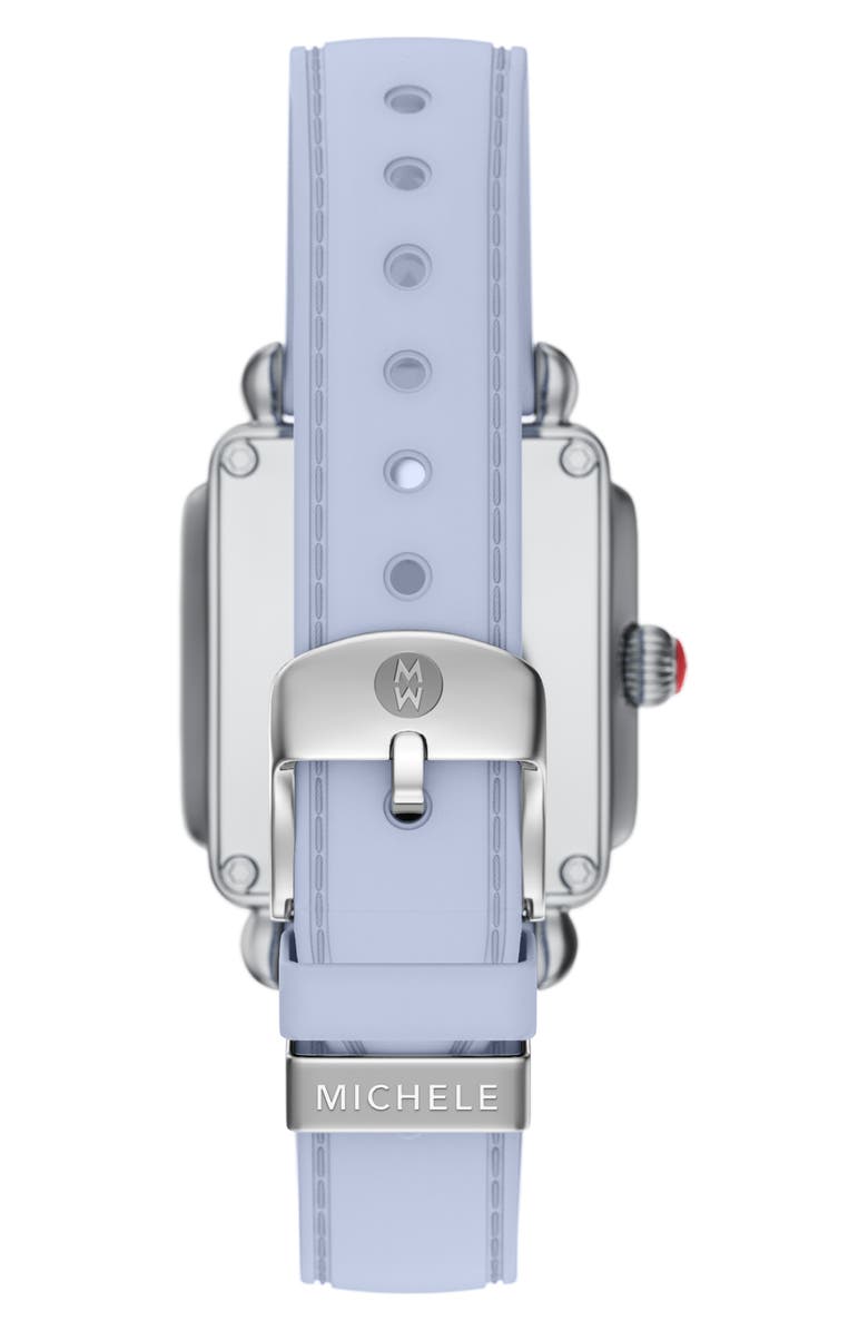 MICHELE Deco Sport Mid Silicone Strap Watch, 29mm x 31mm, Alternate, color, Blue / Silver