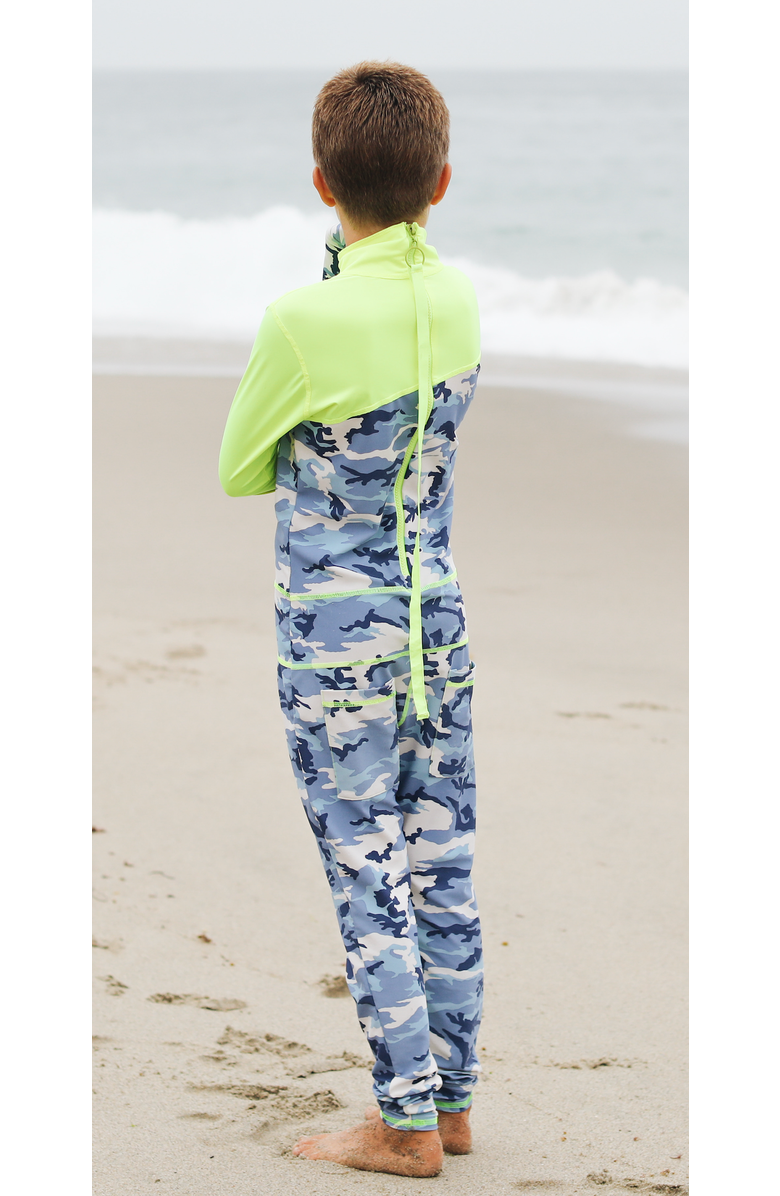 TUTUBLUE Boys' Full-Body One-Piece Swimsuit - UPF 50+, Alternate, color, Blue Camo