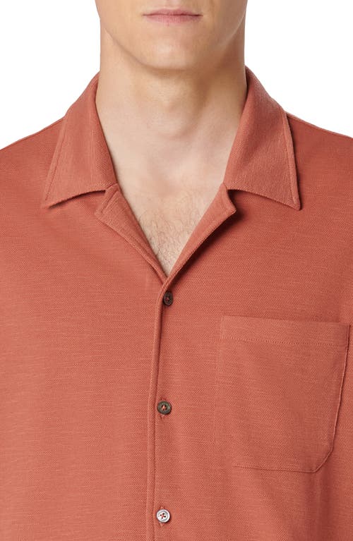 Bugatchi Knit Camp Shirt In Sienna