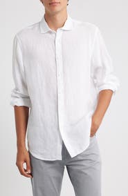 Bugatchi Axel Shaped Fit Linen Button-Up Shirt