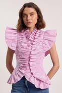 Karen Millen High Neck Ruffle Sleeve Top