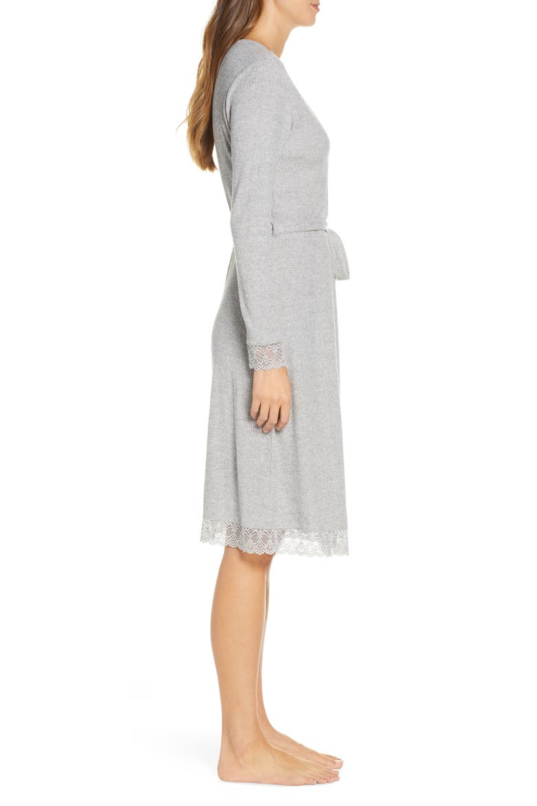 Lace Trim Robe, Alternate, color, GREY MEDIUM HEATHER