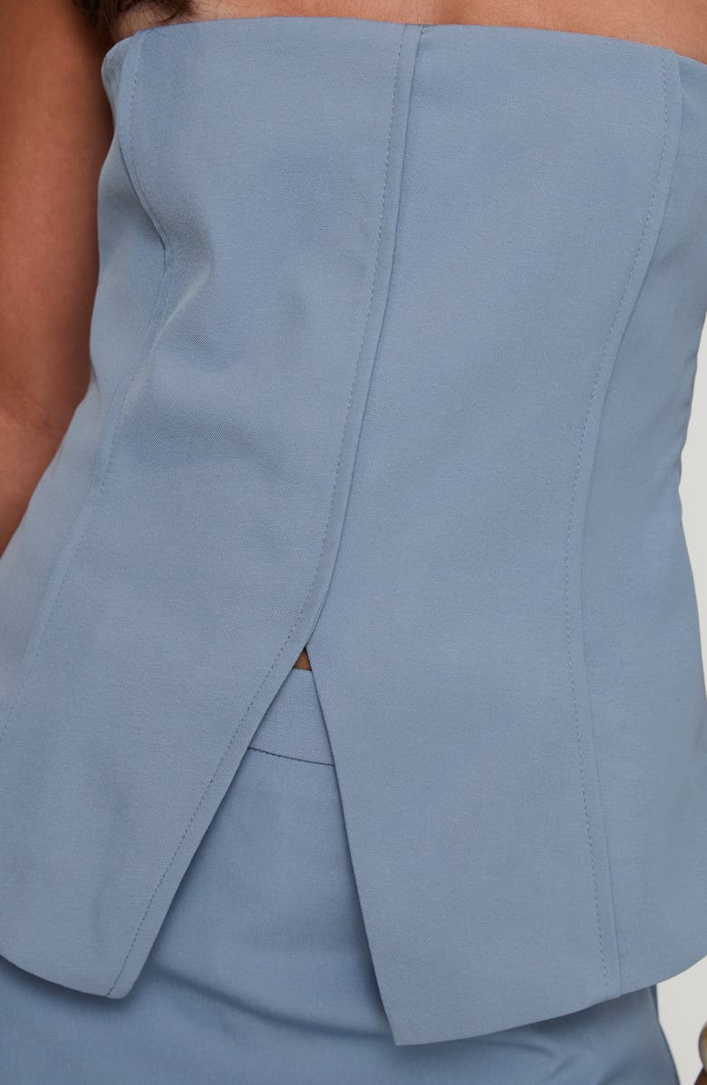 Princess Polly Lavish Living Split Front Strapless Top, Alternate, color, Blue