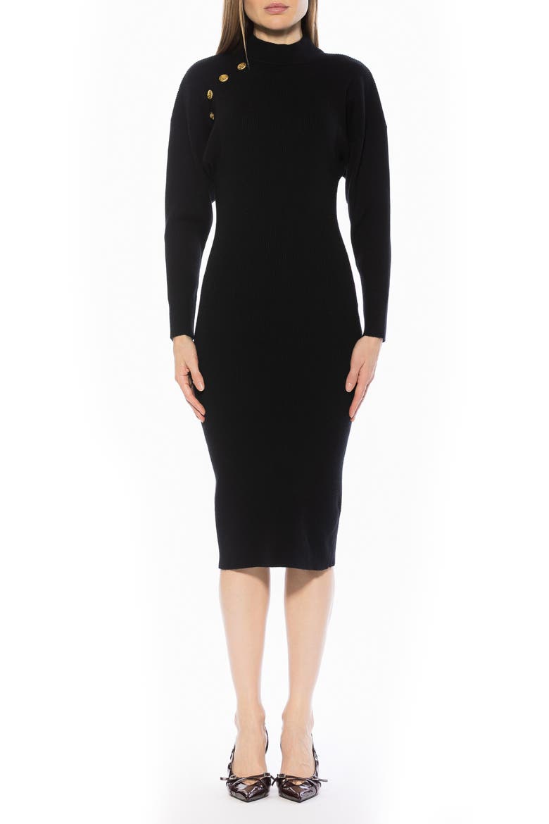 INDIGO MIDI KNIT DRESS, Main, color, BLACK