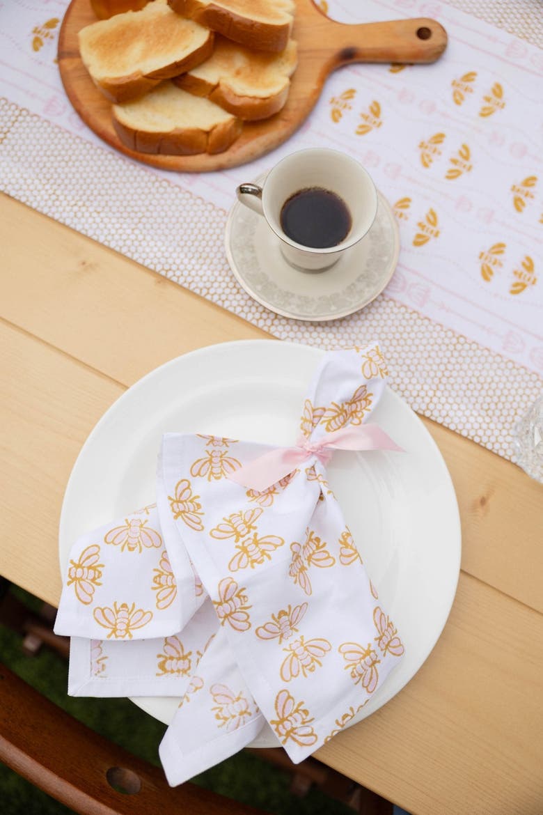 Honeybee Napkins - Set of 4, Alternate, color, Rose & Mustard