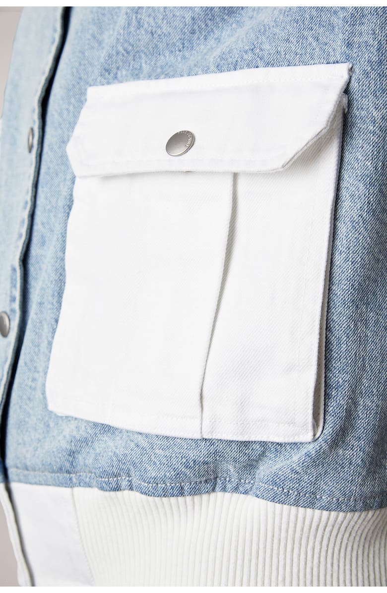 BLUE REVIVAL Admiral Mixed Media Bomber, Alternate, color, Light Stone