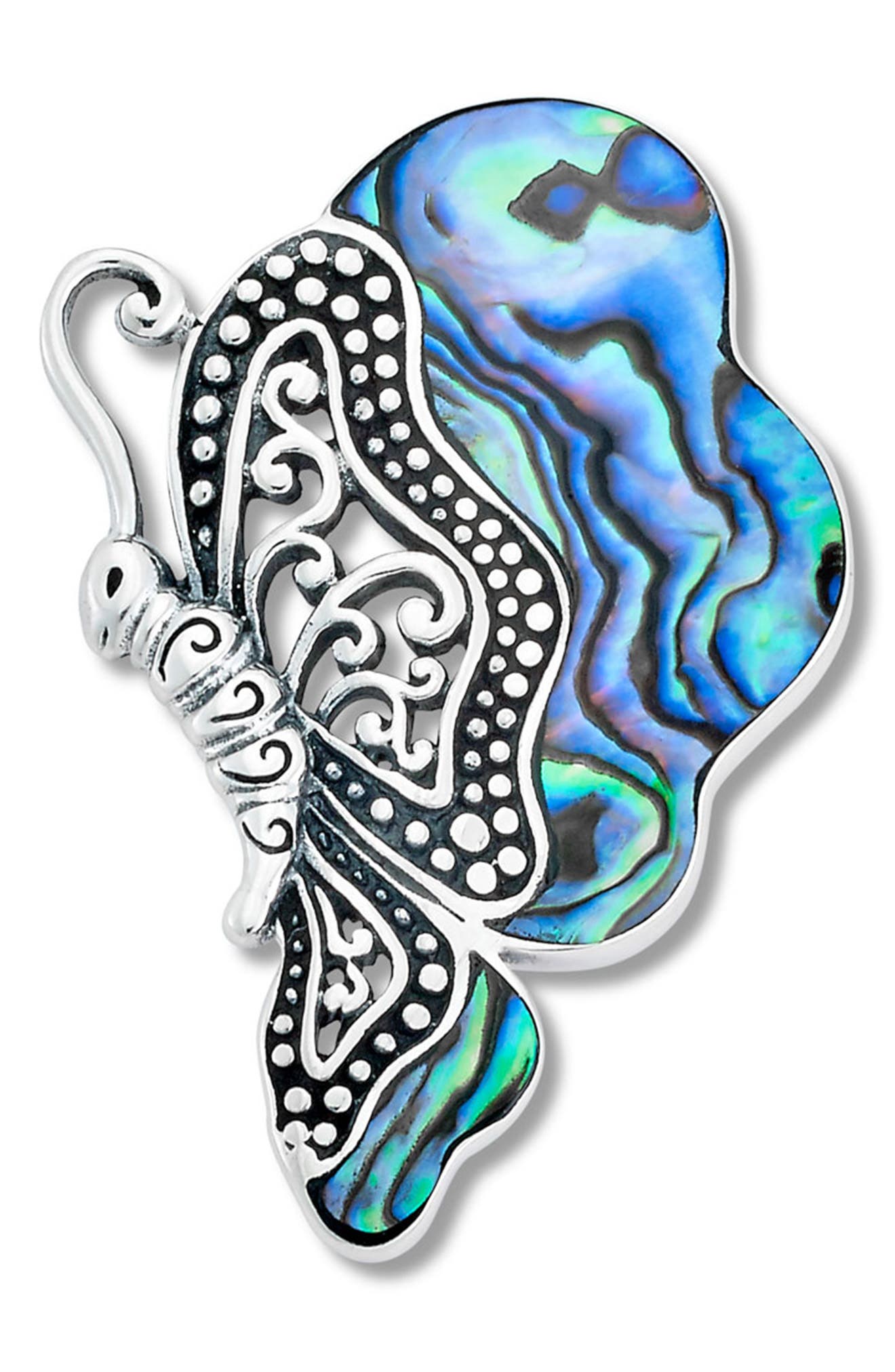 SAMUEL B. Sterling Silver Abalone Butterfly Pendant