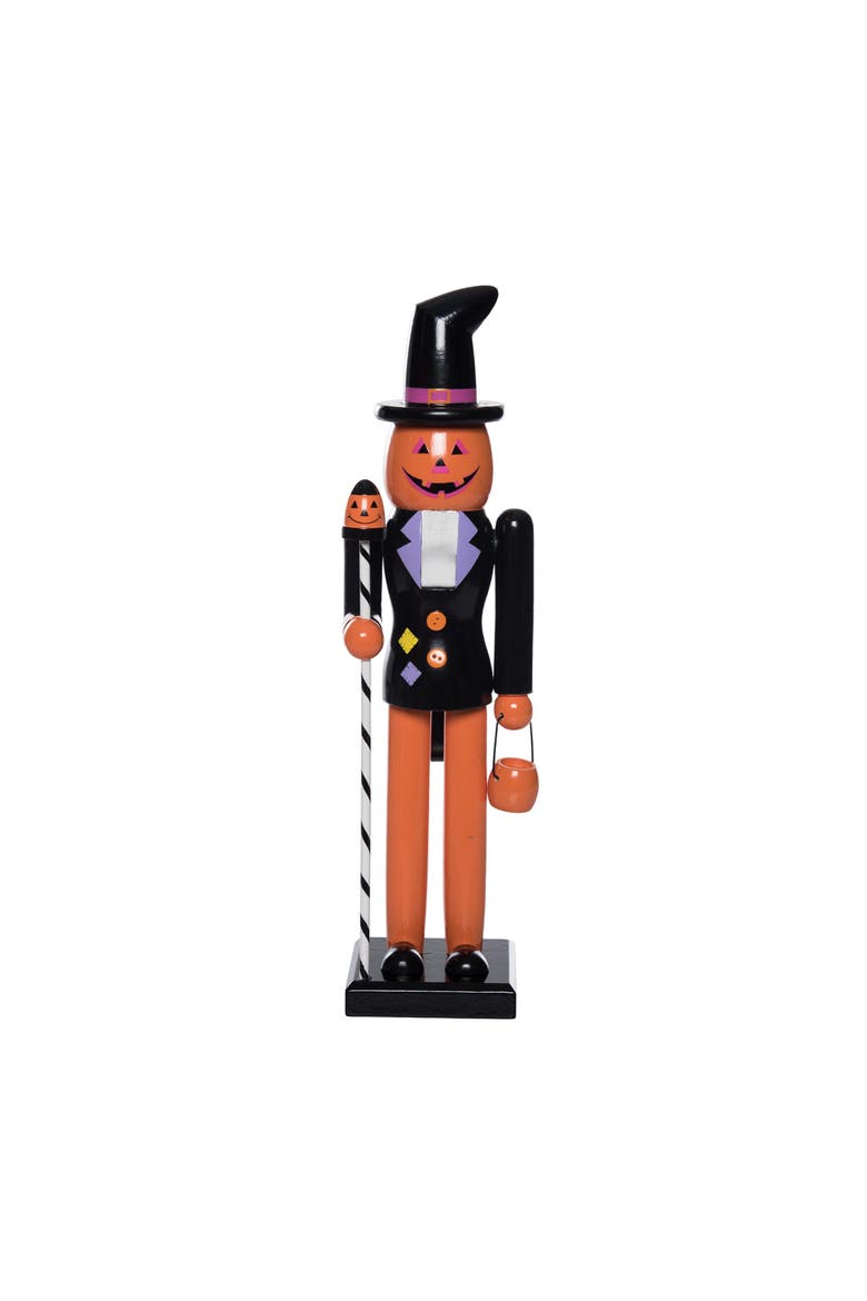 Jack-O-Lantern Nutcracker Wooden Figurine, Main, color, Orange