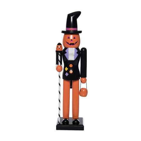 Jack-O-Lantern Nutcracker Wooden Figurine