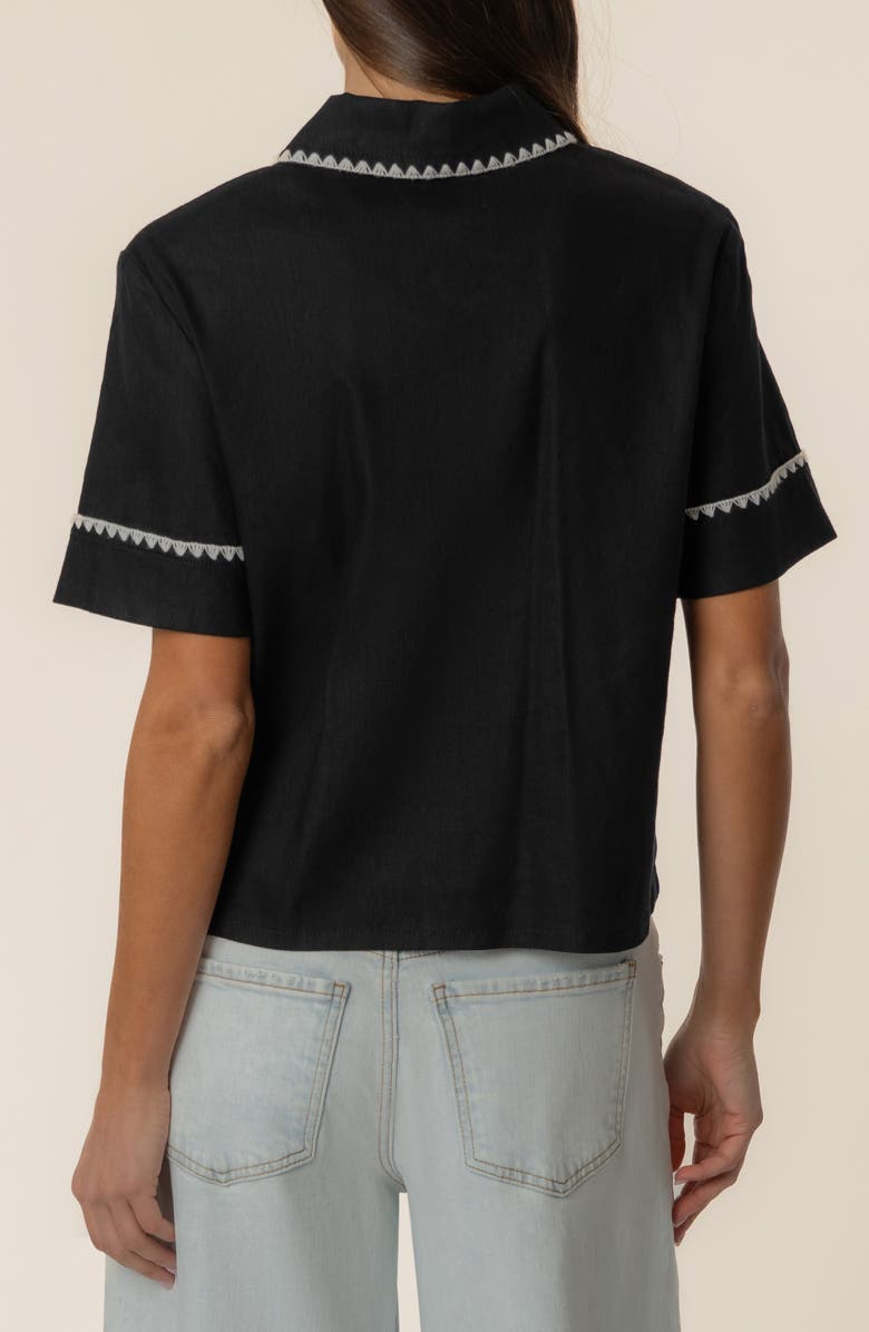 KUT from the Kloth Marisol Linen Blend Button-Up Shirt, Alternate, color, Black/ White