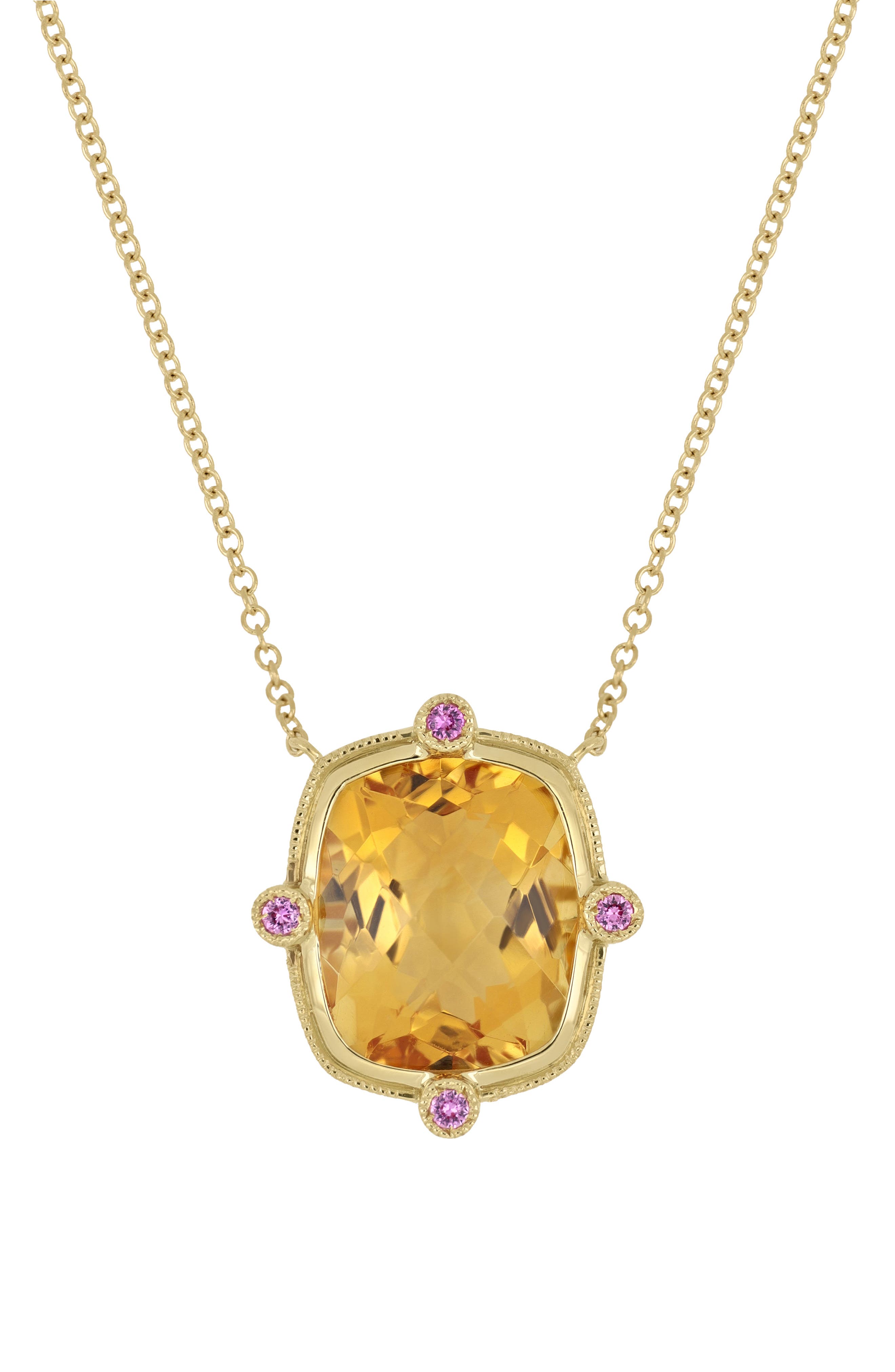 Bony Levy Iris Citrine & Pink Sapphire Pendant Necklace